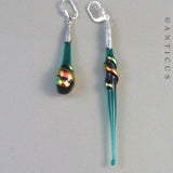 Dichroic Glass and Silver Asymetrical Earrings.
