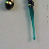 Dichroic Glass and Silver Asymetrical Earrings.