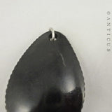 Painted Portrait Pendant, Large English Jet Mount.