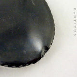 Painted Portrait Pendant, Large English Jet Mount.