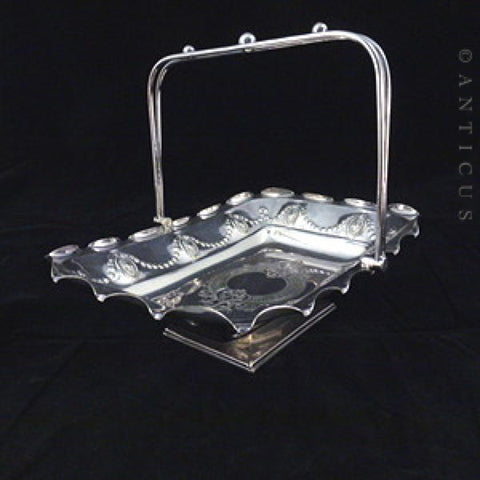 Silver Plate Bread or Cake Basket, Victorian.