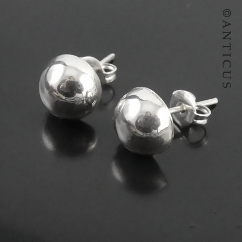 Silver Half Ball Stud Earrings