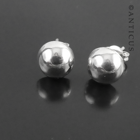 Silver Half Ball Stud Earrings