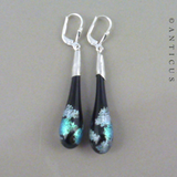 Handmade Dichroic Glass and Silver Drop Earrings.
