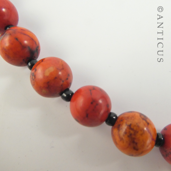 Coral Coloured Necklace with Silver Starfish Pendant.