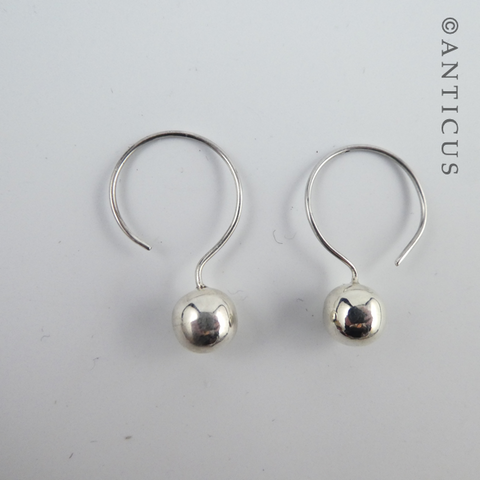 Sterling Silver Hoop and Ball Earrings.