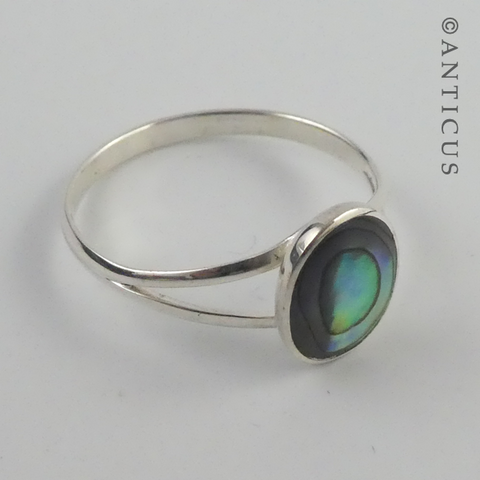 Silver and Paua Shell Ring.