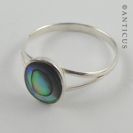 Silver and Paua Shell Ring.