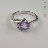 Silver and Amethyst Cross-Over Ring.