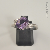 Silver and Amethyst Cross-Over Ring.