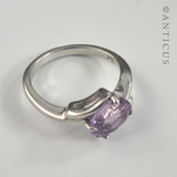 Silver and Amethyst Cross-Over Ring.