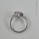 Silver and Amethyst Cross-Over Ring.