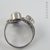Amethyst, Pearl and Silver Free-Form Ring.