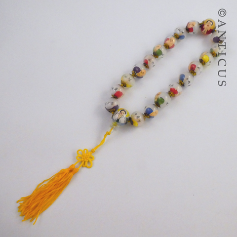 Oriental Prayer Beads, Reverse Painted.