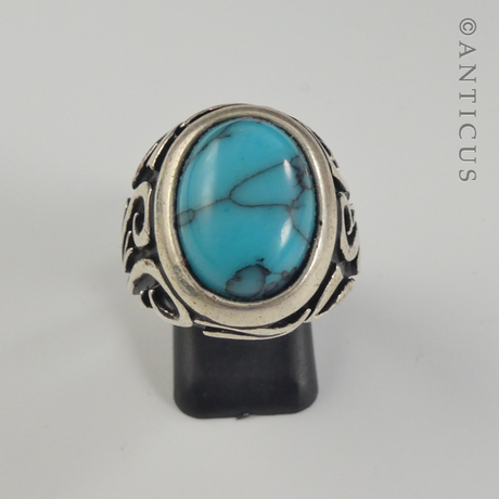 Man's Ring, Silver and Turquoise.
