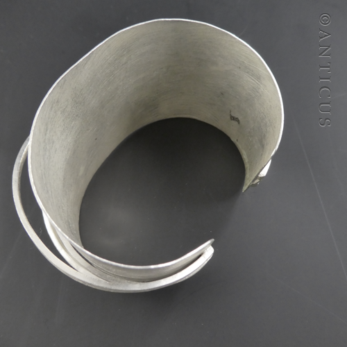 Unusual Brushed Silver Cuff Bangle.