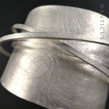 Unusual Brushed Silver Cuff Bangle.