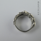Silver Band Ring, Flower Heads Design.