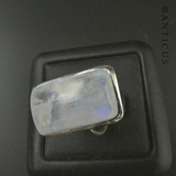 Rainbow Moonstone and Silver Ring.