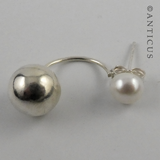 Silver and White Pearl Ear Hugging Earrings.