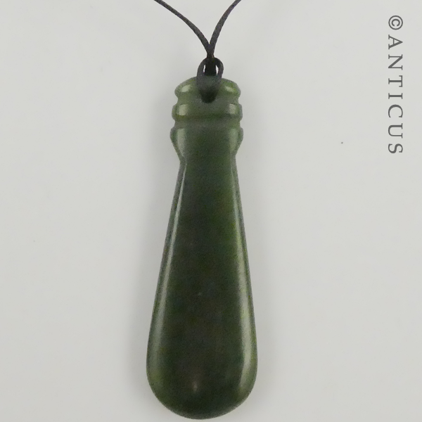 Jade Carved Pendant, Maori Design.