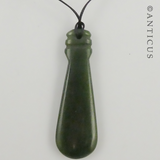 Jade Carved Pendant, Maori Design.