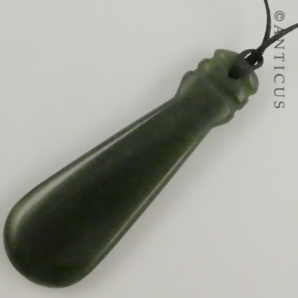 Jade Carved Pendant, Maori Design.