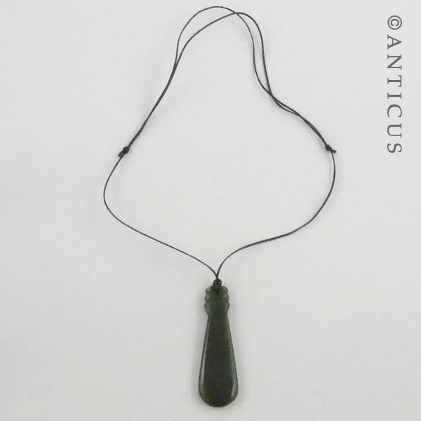 Jade Carved Pendant, Maori Design.