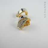 Pair Hoop Earrings, Gold Plate and Crystals.