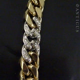 Long Heavy Curb-Link Necklace with Crystals.