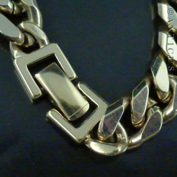 Long Heavy Curb-Link Necklace with Crystals.