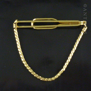 Retro Gold Plated Tie Slide with Chain.