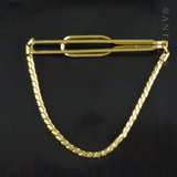 Retro Gold Plated Tie Slide with Chain.