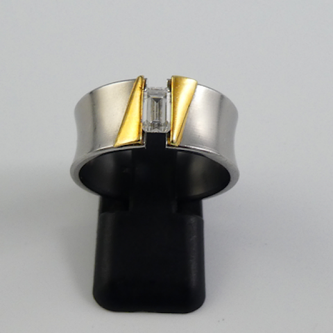 Modern Steel and Gold Plate Ring.