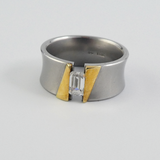Modern Steel and Gold Plate Ring.