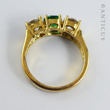 Gold Vermeil Ring with Green and Clear Stones.