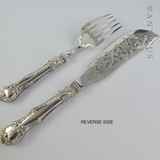 Pair of Fish Servers, Crested, Silver Plate.