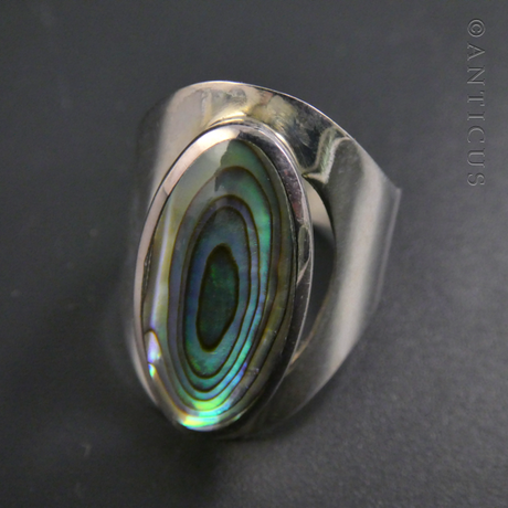 Paua Shell and Sterling Silver Ring.