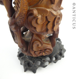 Carved Chinese Figurine, Man with Dragon.