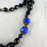 French Jet and Blue Glass Graduated Necklace.