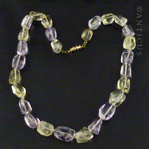 Amethyst and Citrine Natural Pieces Necklace.