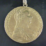 Thaler Silver Coin Pendant on Chain.