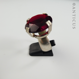 Large Red Crystal and Sterling Silver Ring.