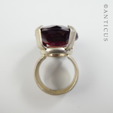 Large Red Crystal and Sterling Silver Ring.
