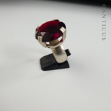 Large Red Crystal and Sterling Silver Ring.