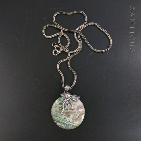 Abalone Shell Pendant with Silver Design.