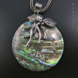 Abalone Shell Pendant with Silver Design.