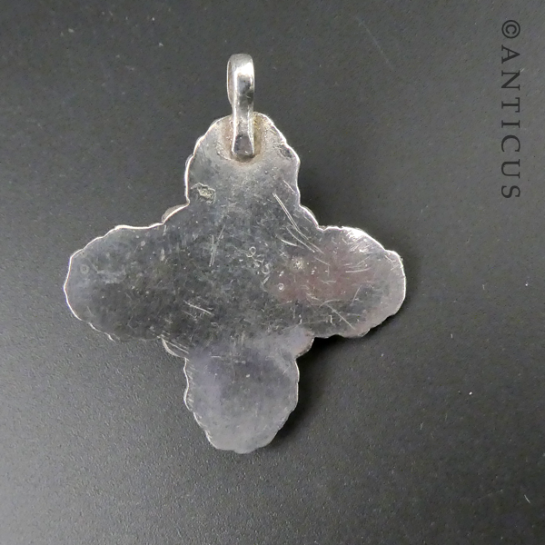Silver and Turquoise Tribal-Style Pendant.
