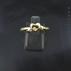 10K Gold Heart Ring, with Tiny Diamond by Halia.