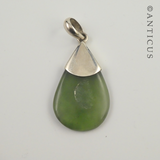 New Zealand Jade Pendant Roimata with Silver Cap.